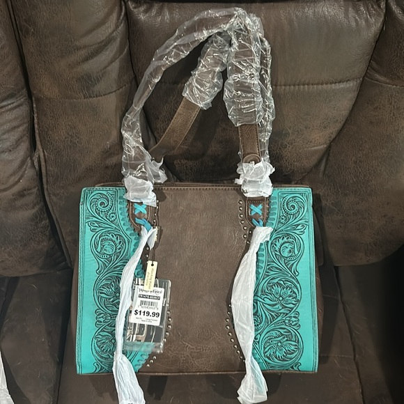 Trinity Ranch Vintage Floral Tooled Leather Conceal Carry Bag NWT - Picture 2 of 6